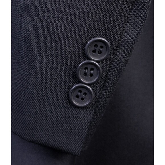 MANI Vintage Sport Coat Men Size 44R/S Solid Black 2 Button Wool Blazer - Picture 8 of 15